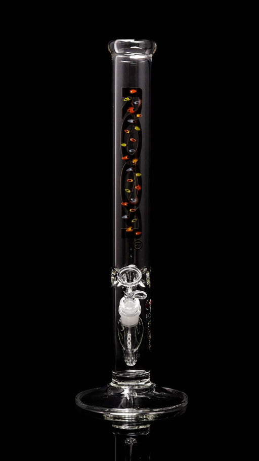 ROOR® Classic 18" Straight glass beaker with holiday lights decal, crafted from 50x5mm German Schott glass.