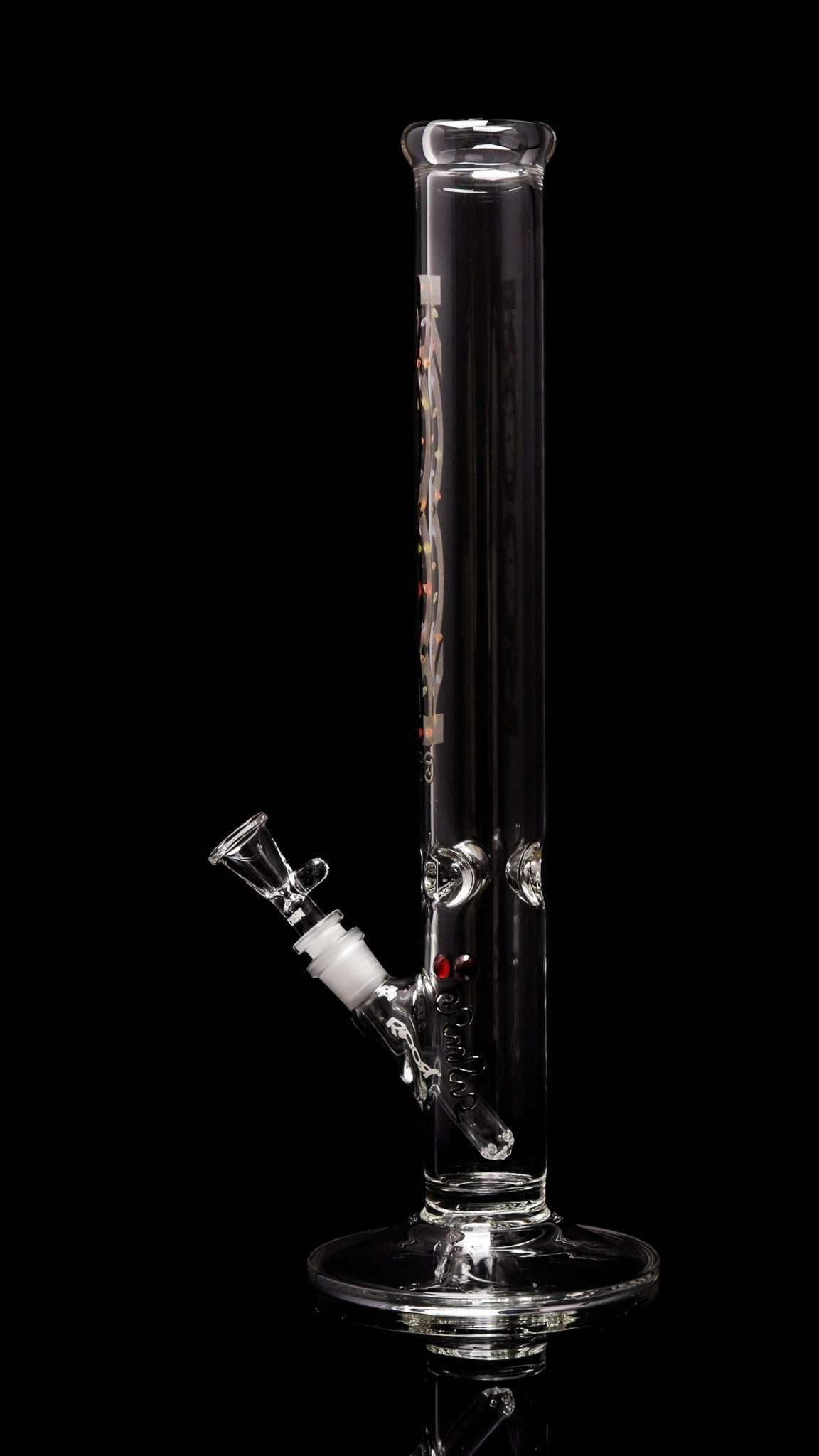 ROOR® Classic 18" Straight 50x5mm glass bong with X-Mas Lights design on a black background.