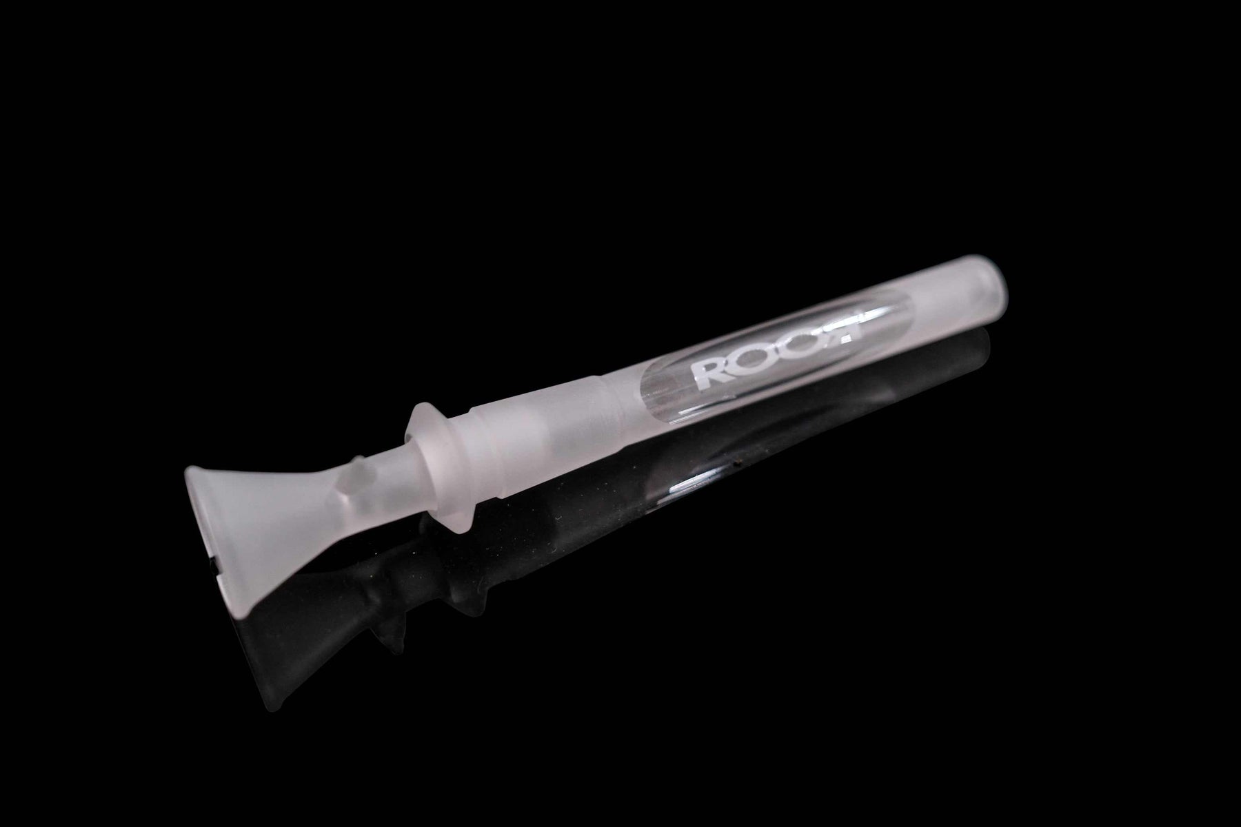 ROOR Classic 18" Straight FROSTY Limited Edition frosted glass downstem with white ROOR decal on black background