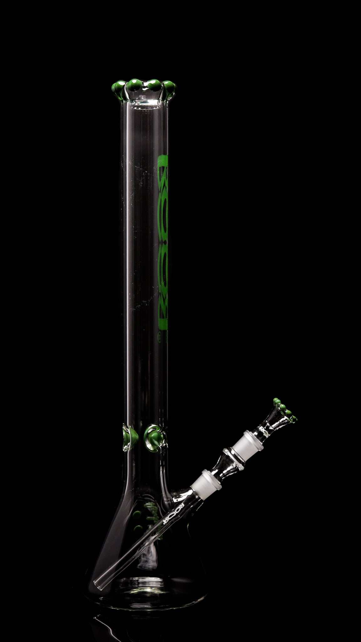 ROOR Classic 22-inch beaker bong with 50x7mm German Schott glass and Single Crown Green accents