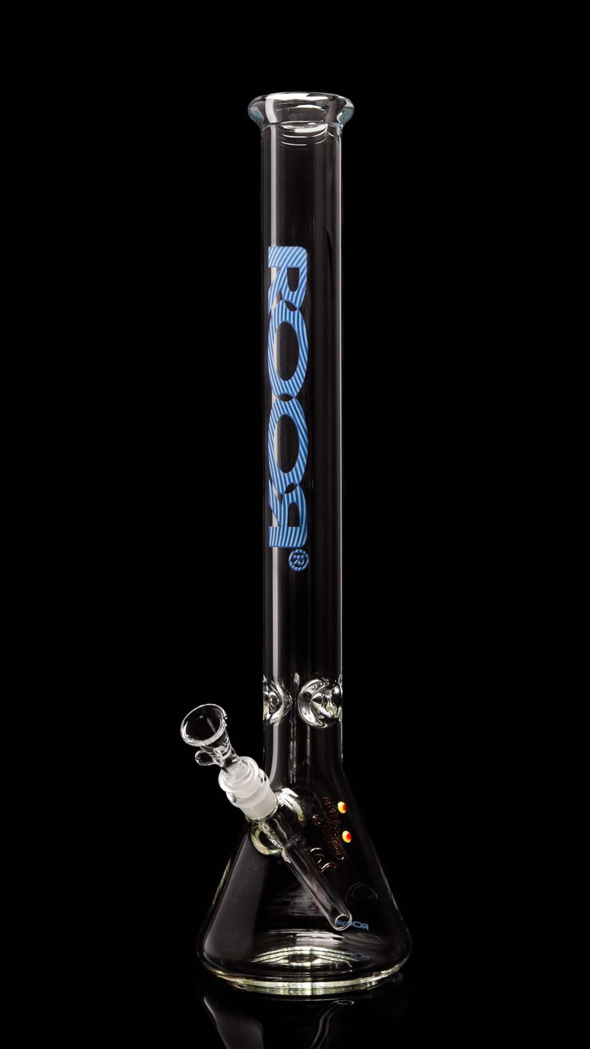 ROOR® Classic 22" Beaker 50x9mm Too Blue, glass beaker with built-in ice pinches and signature decal.