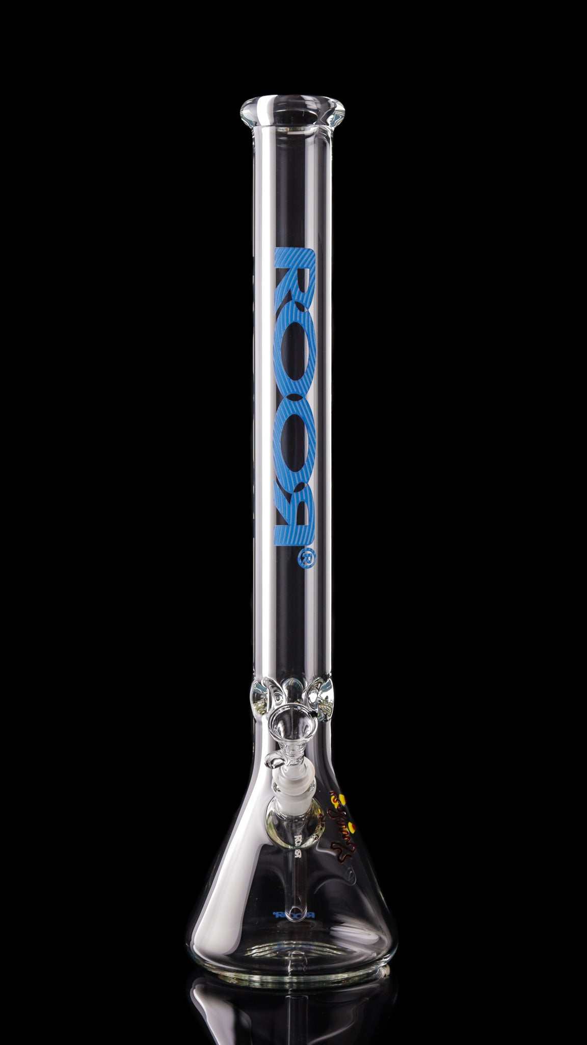 ROOR® Classic 22" Beaker 50x9mm Too Blue glass bong with logo.