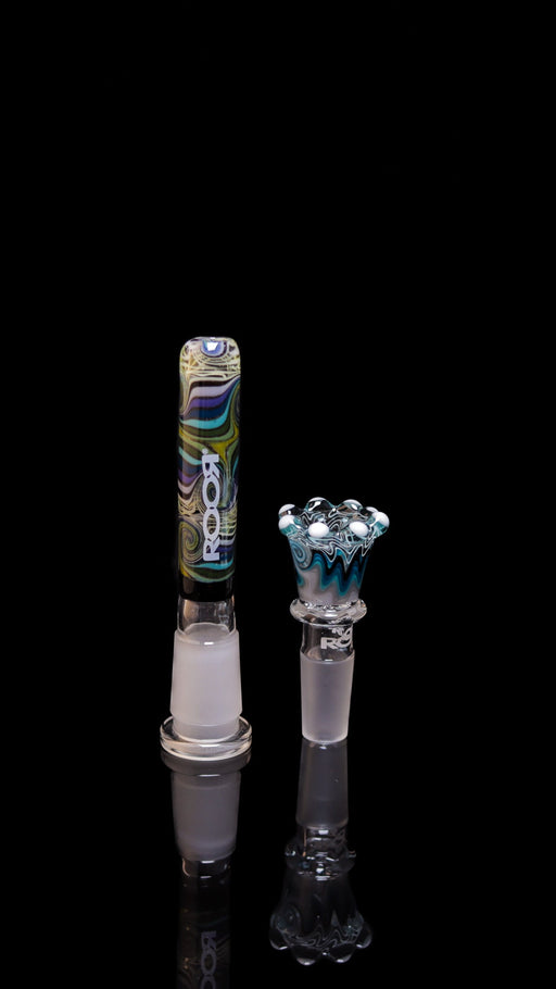 ROOR® CrownTini Color Worked Set 3" with downstem and bowl on black background.