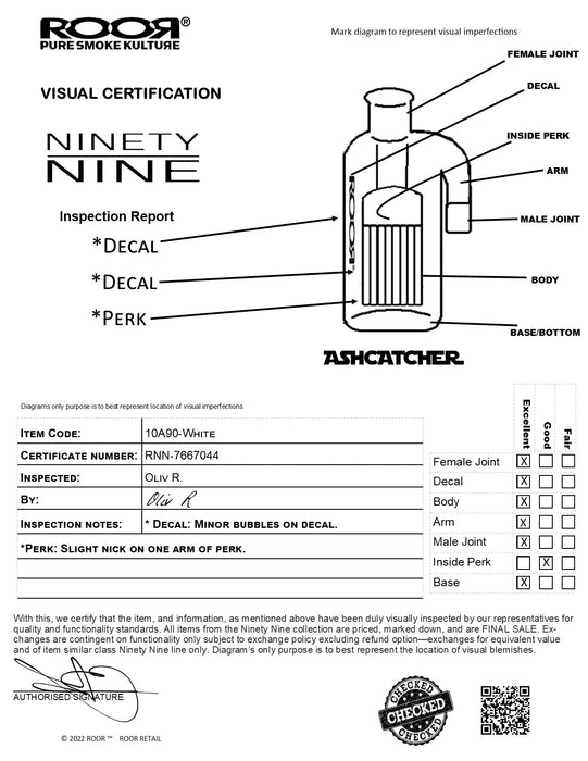 ROOR®Tech NINETY NINE Ash-Catcher 18.8mm Joint 90° Arm Style RNN-7667044