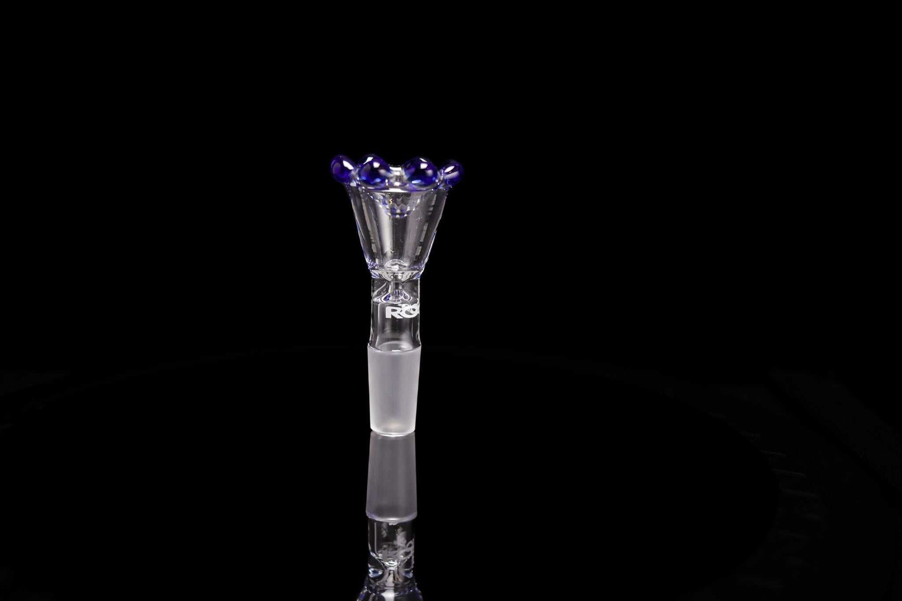 ROOR® Custom Blue Color Crown 14mm Bowl, handmade glass funnel accessory.