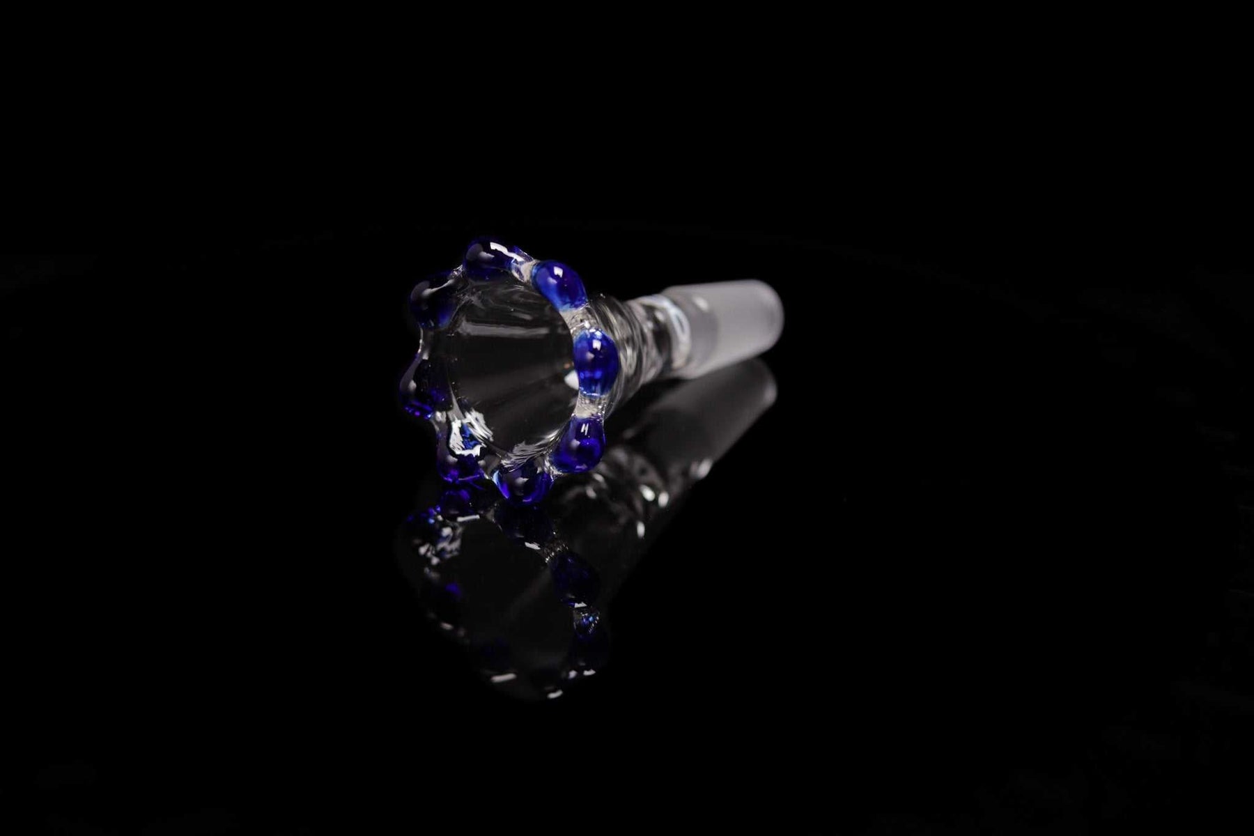 ROOR® Custom Blue Color Crown 14mm Bowl with handmade design on black background.