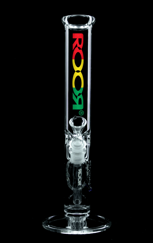 ROOR® Classic 14" Straight 50x5mm glass bong with Rasta decal.