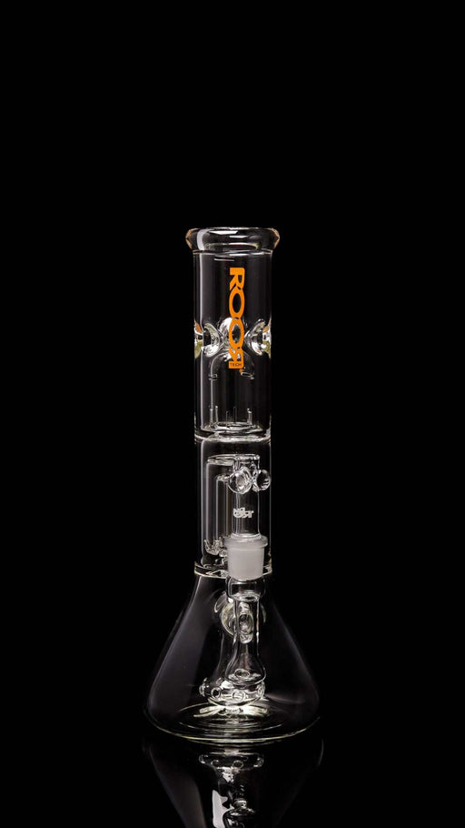 ROOR® Tech Fixed 14" clear beaker bong with 50x5mm barrel perc and stemless design