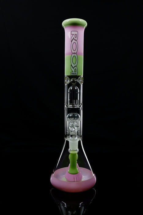 ROOR® Tech Fixed 18" Beaker 50x5mm 10-Arm Tree Perc Pink & Milky Green