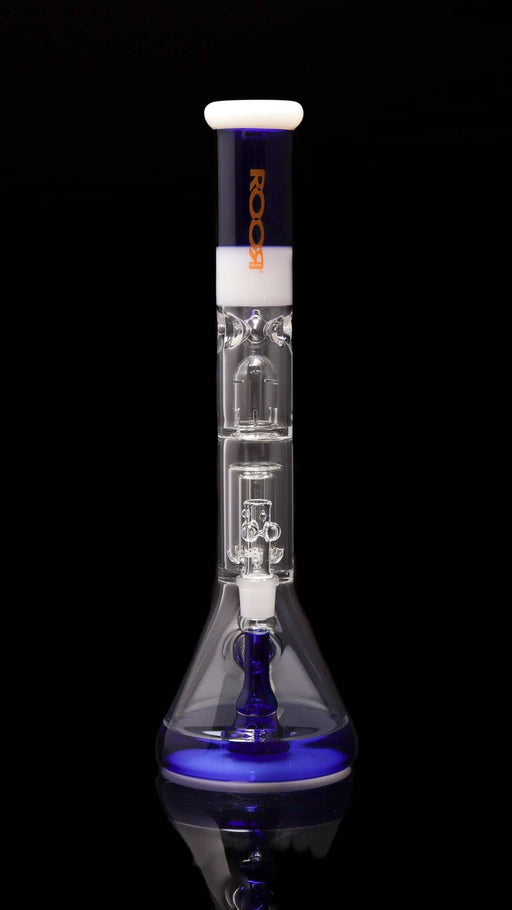 ROOR® Tech Fixed 18" Beaker with 50x5mm Barrel Perc in Blue & White.