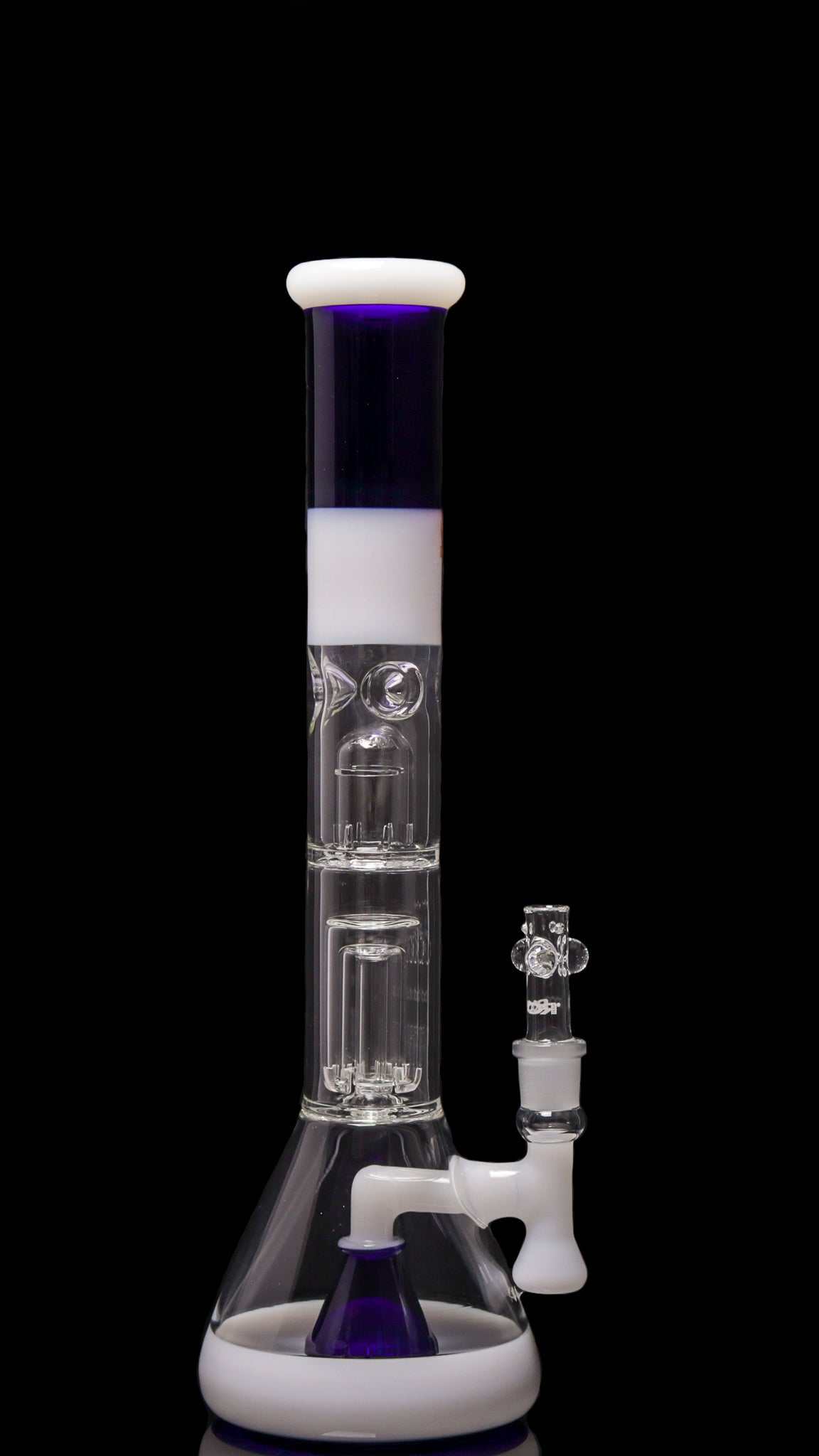ROOR® Tech Fixed 18" Beaker with 50x5mm Barrel Perc in White and Blue Glass Design