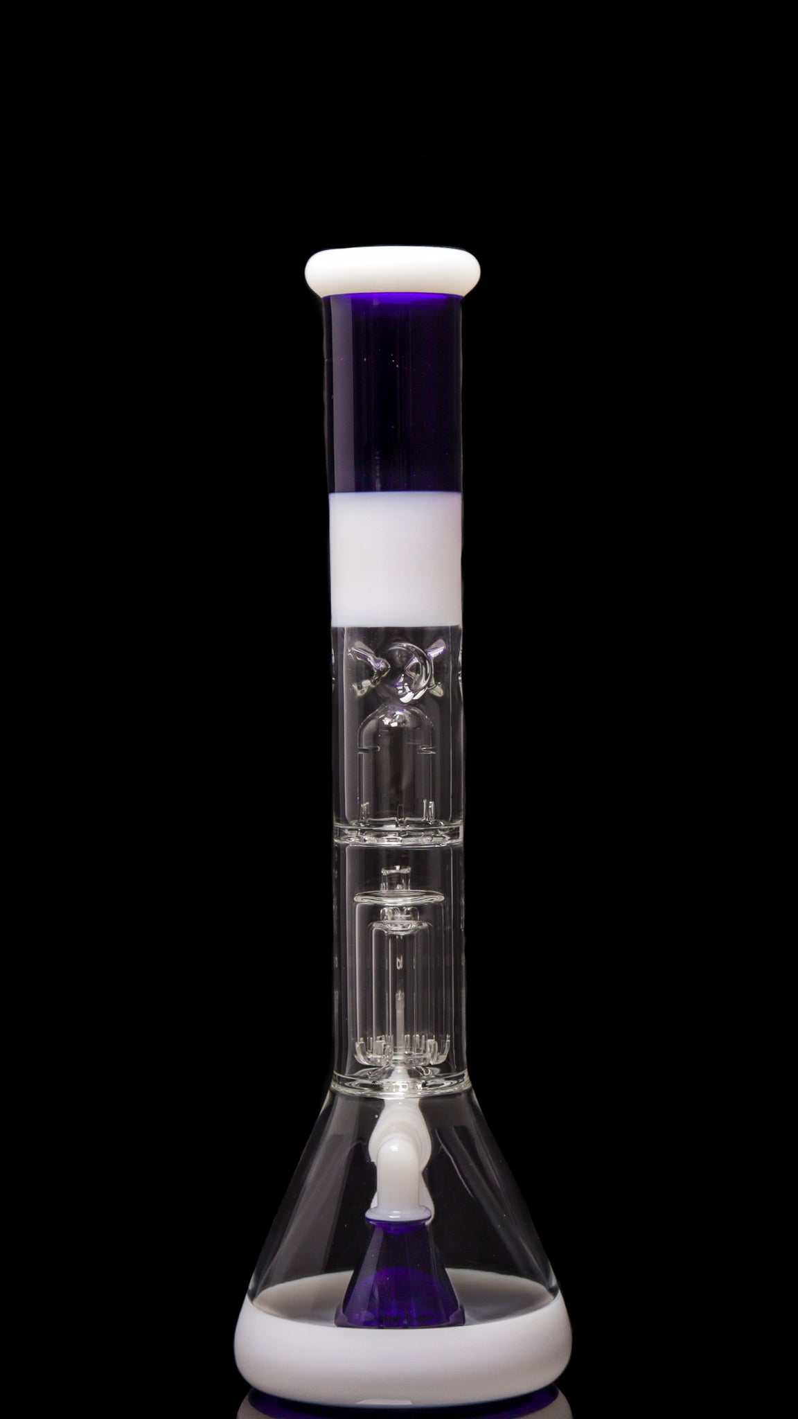 ROOR® Tech Fixed 18" Beaker with Barrel Perc in White & Blue Glass
