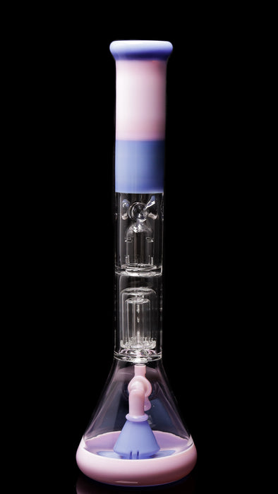 ROOR® Tech Fixed 18" Beaker 50x5mm Barrel Perc Pink & Milky Blue
