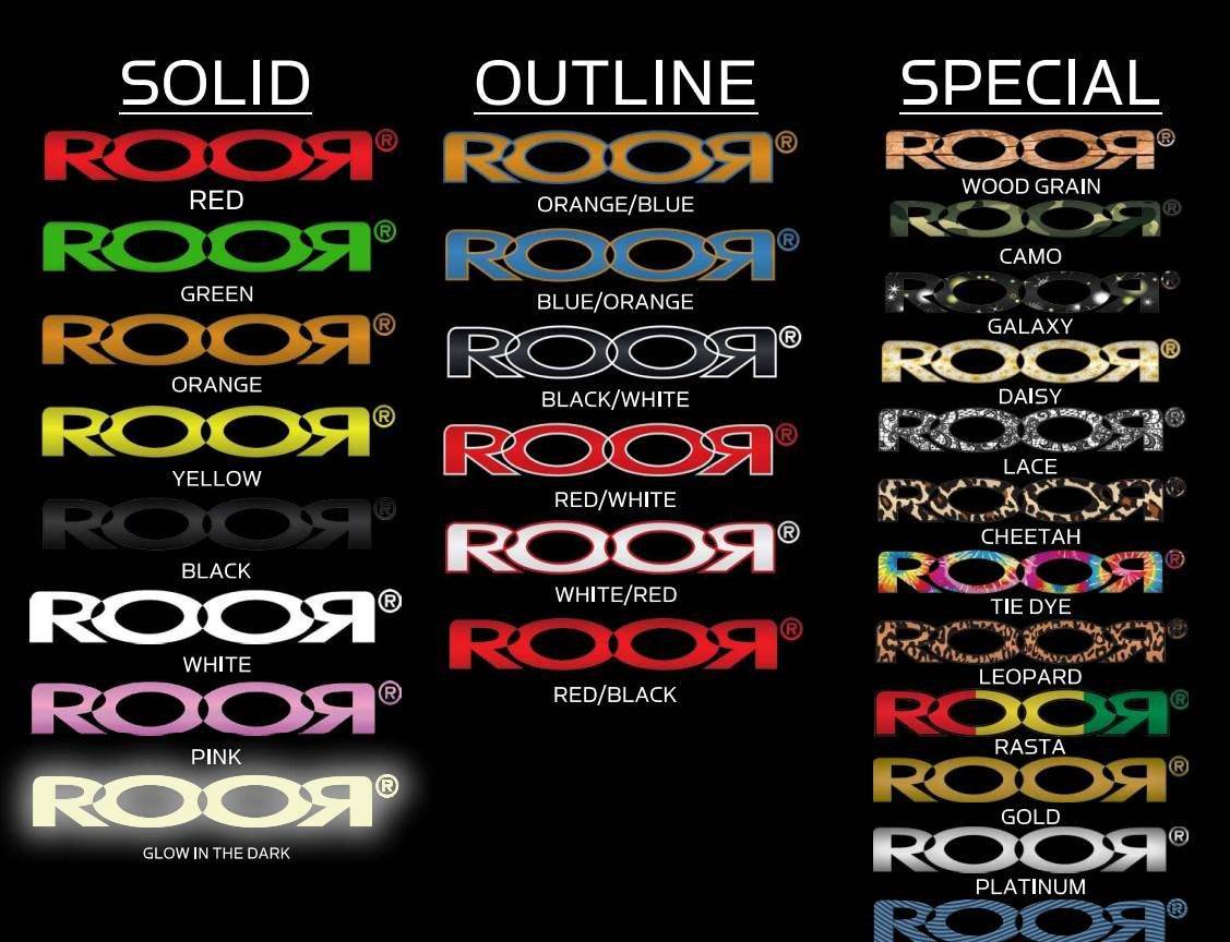 ROOR Classic 18" Straight FROSTY Limited Edition decal color and style options including solid, outline, and special designs