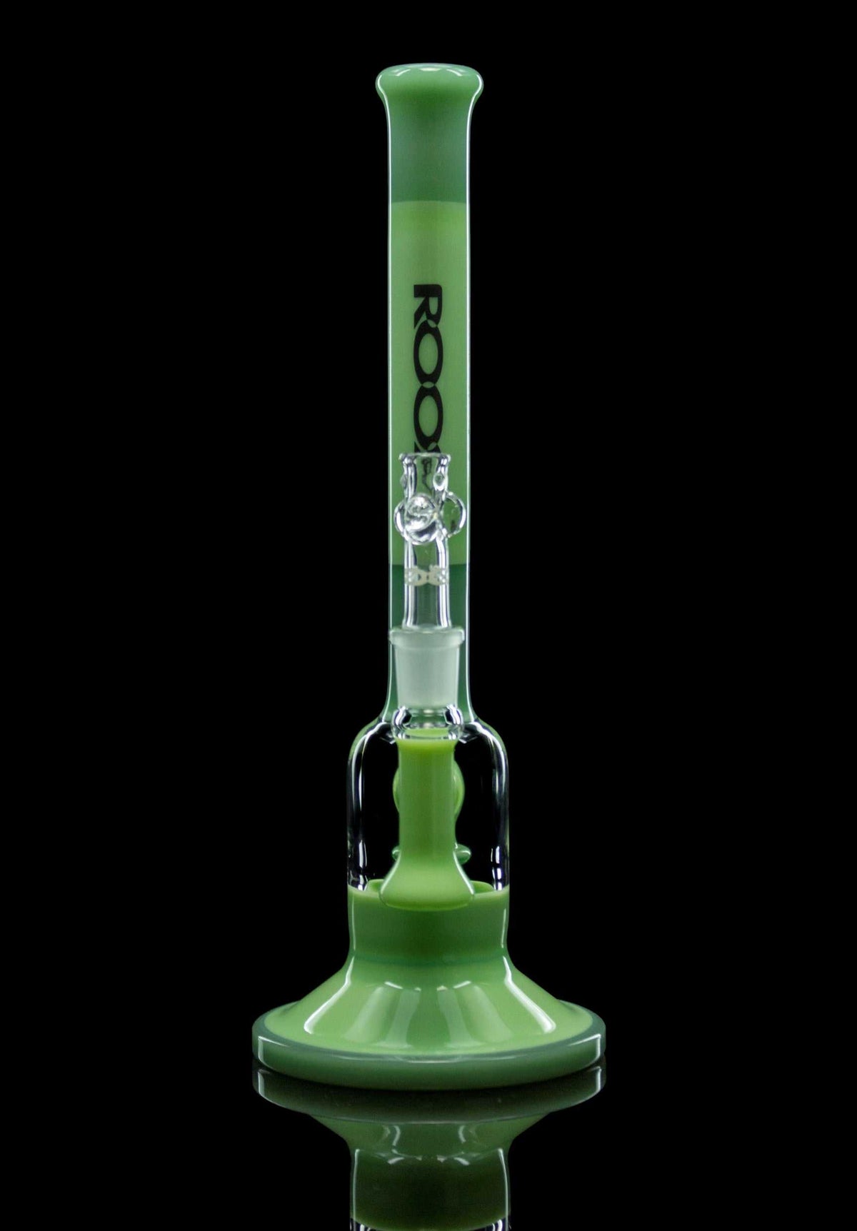 ROOR Tech 14” glass bubbler in milky and mint green with built-in percolator and debris catcher