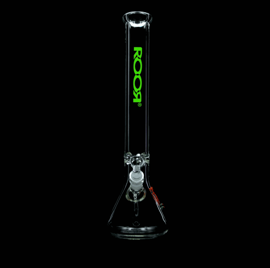 ROOR® Classic 18" Beaker 50x7mm Green with logo on black background.