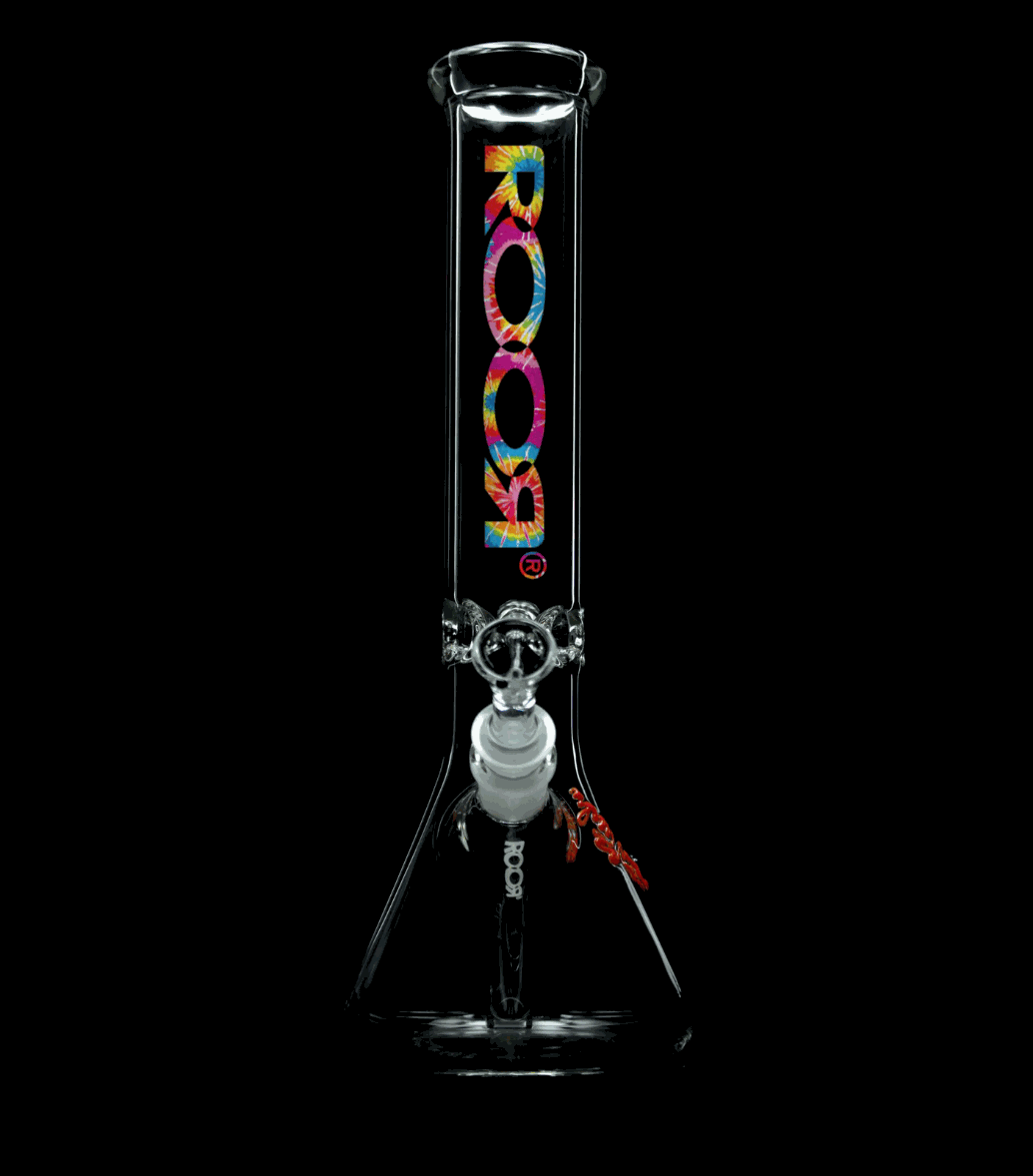 ROOR® Classic 14" Beaker with Tie-Dye Decal, 50x5mm German Schott glass.