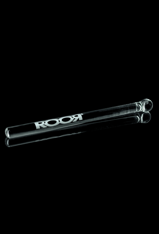 ROOR Glass Wand with round tip on black background.