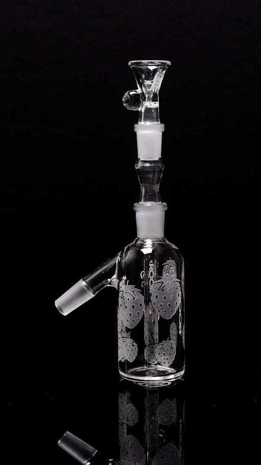 ROOR® Custom Strawberry Dream Ash-Catcher 14.5mm Joint with sandblasted glass design.