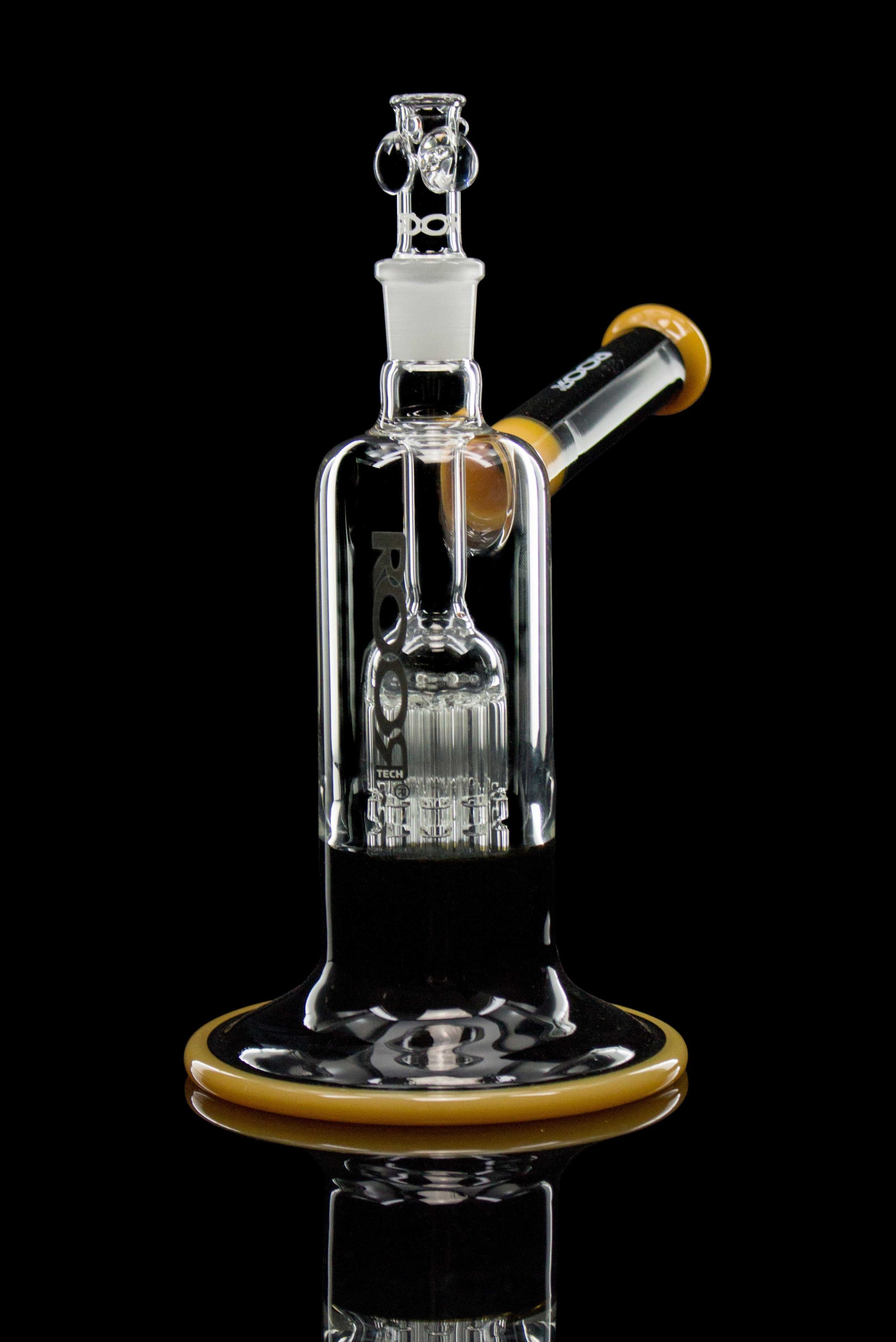 ROOR Tech Fixed 10-Arm Tree Bubbler in black and tangie color with glass percolator and sturdy base