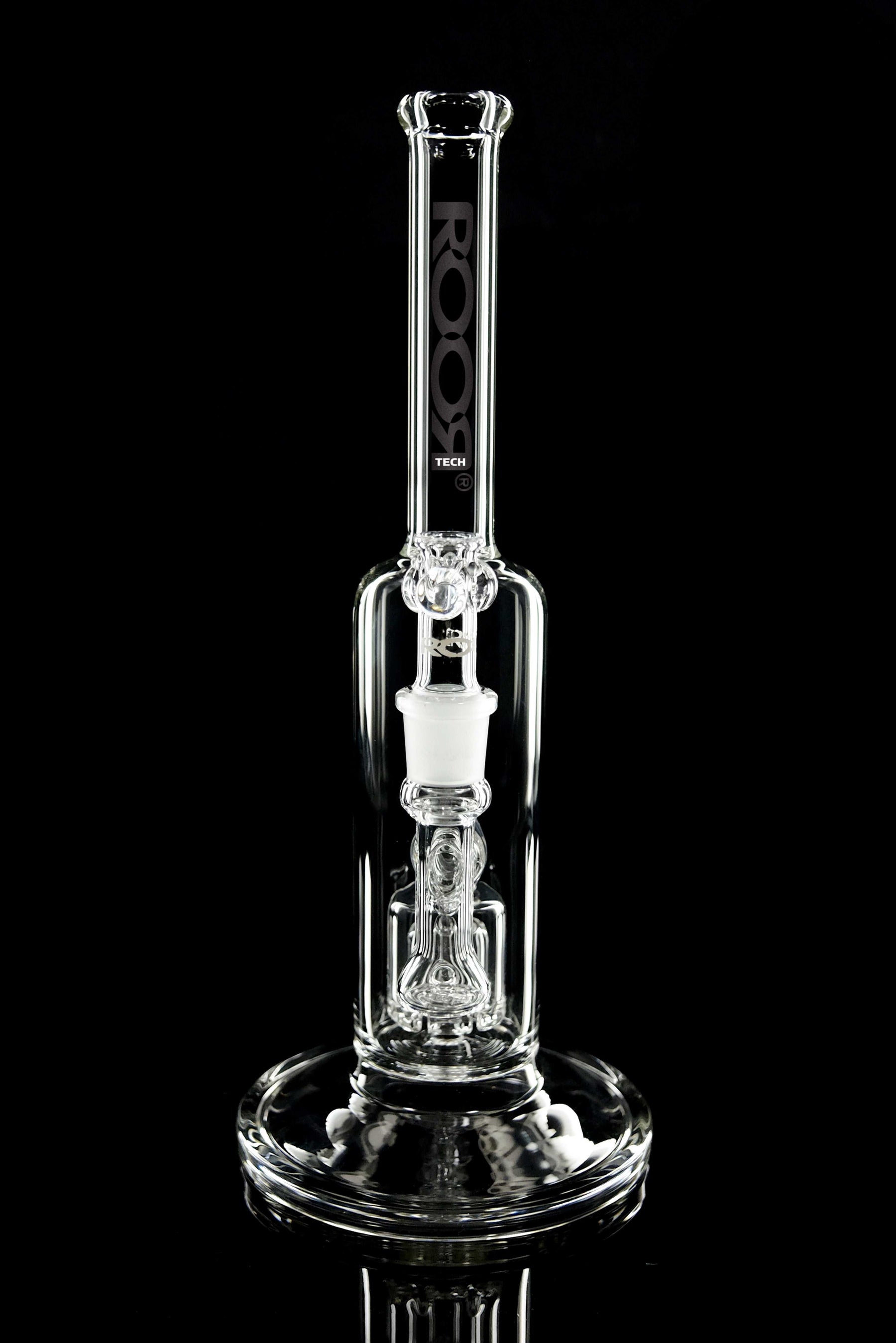 ROOR Tech Fixed Barrel Bubbler Clear with barrel percolator and 18.8mm joint.