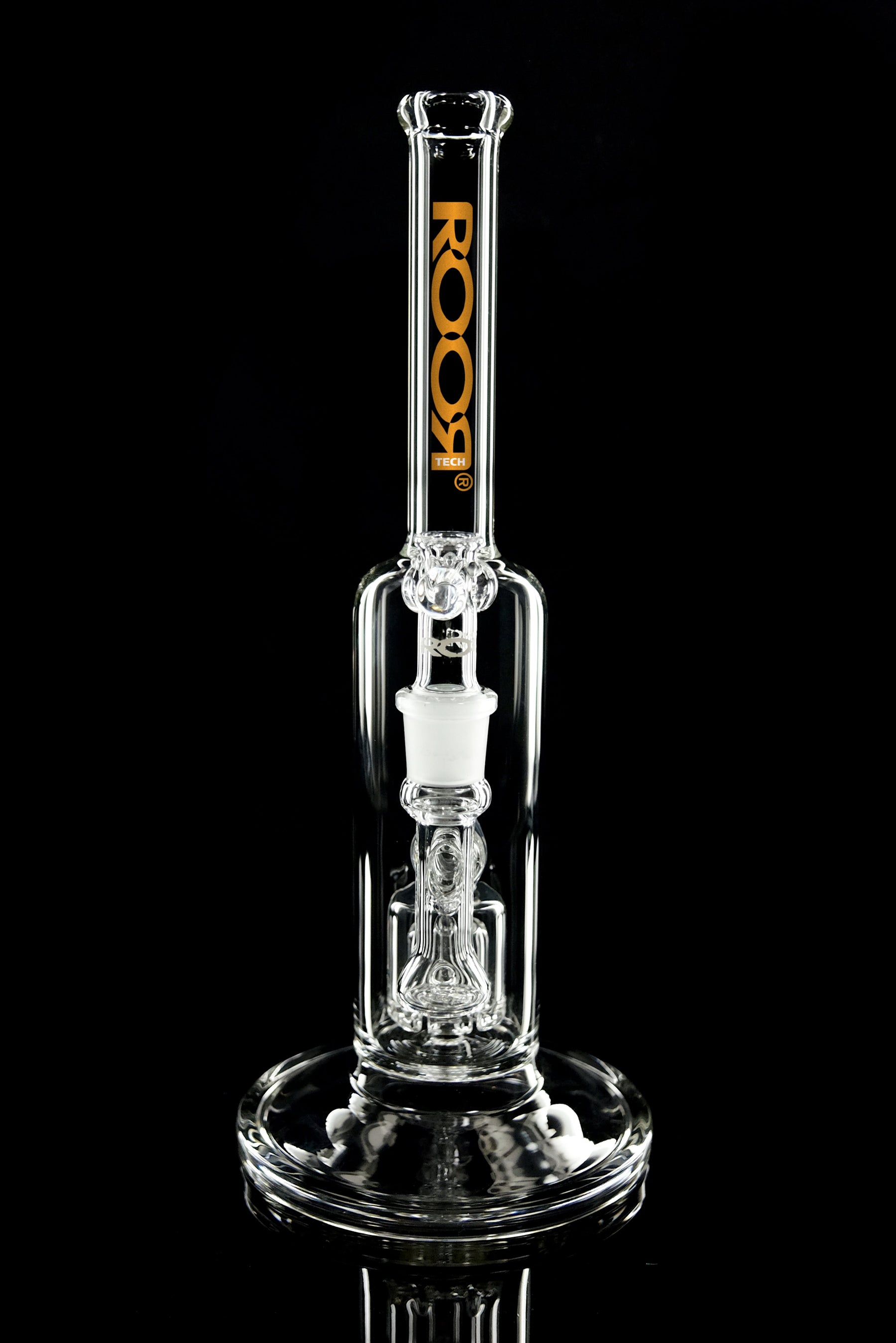 ROOR® Tech Fixed Barrel Bubbler Clear with barrel percolator and German Duran Schott glass.