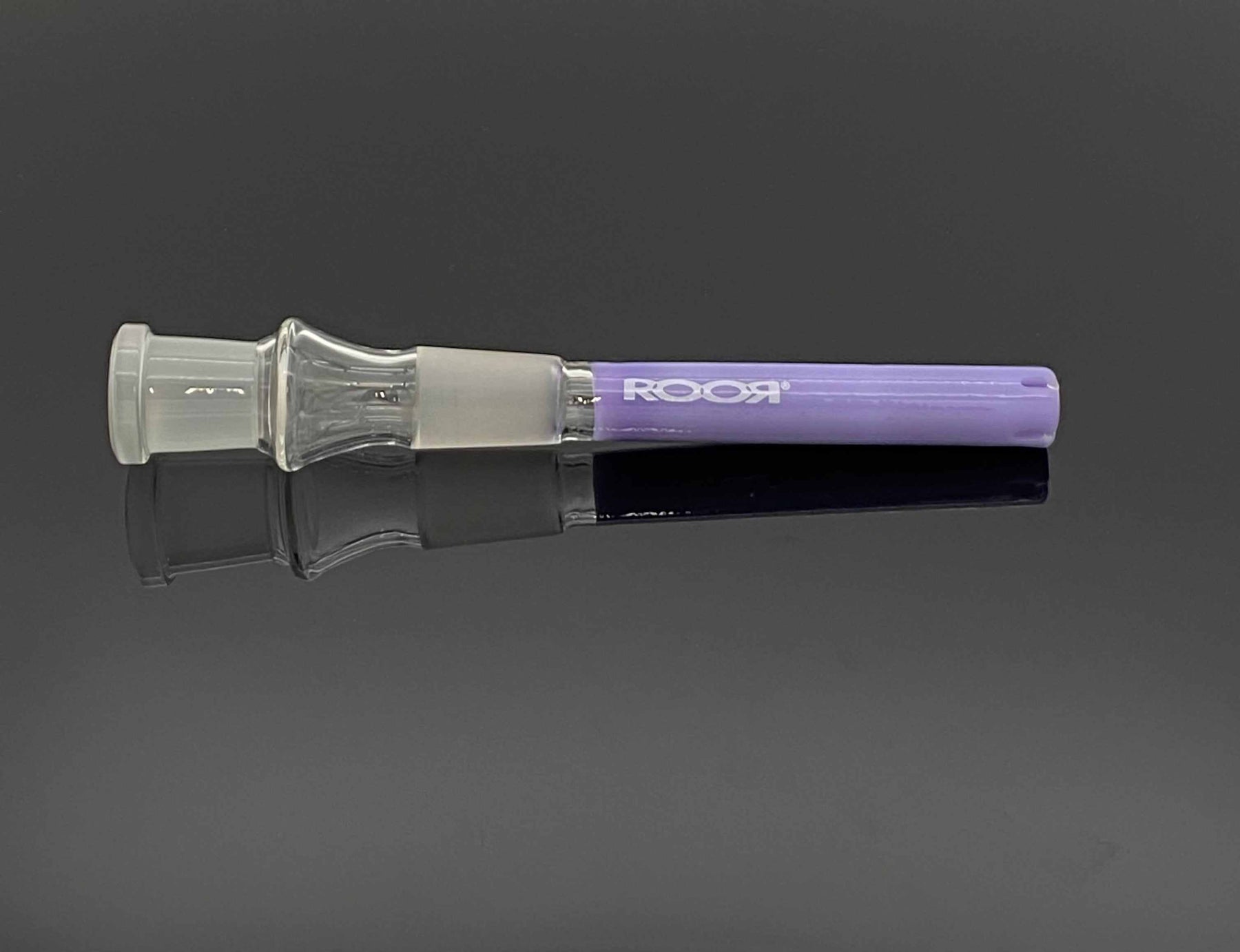 ROOR® Gridded Classic Style Purple 3½” Downstem with white logo on black background