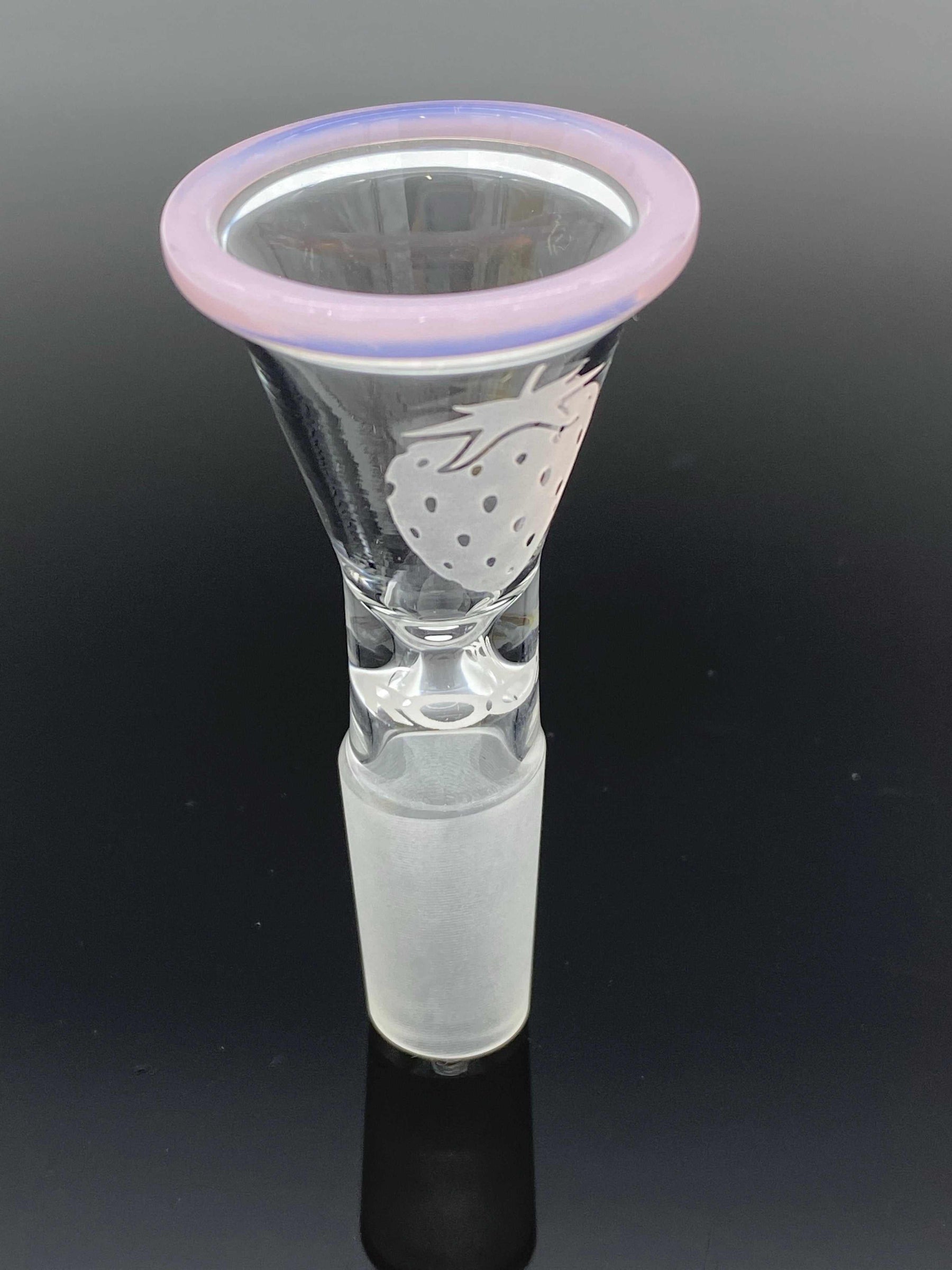 5mm sandblasted strawberry bowl with pink color rim, ROOR strains collection, handcrafted glass.