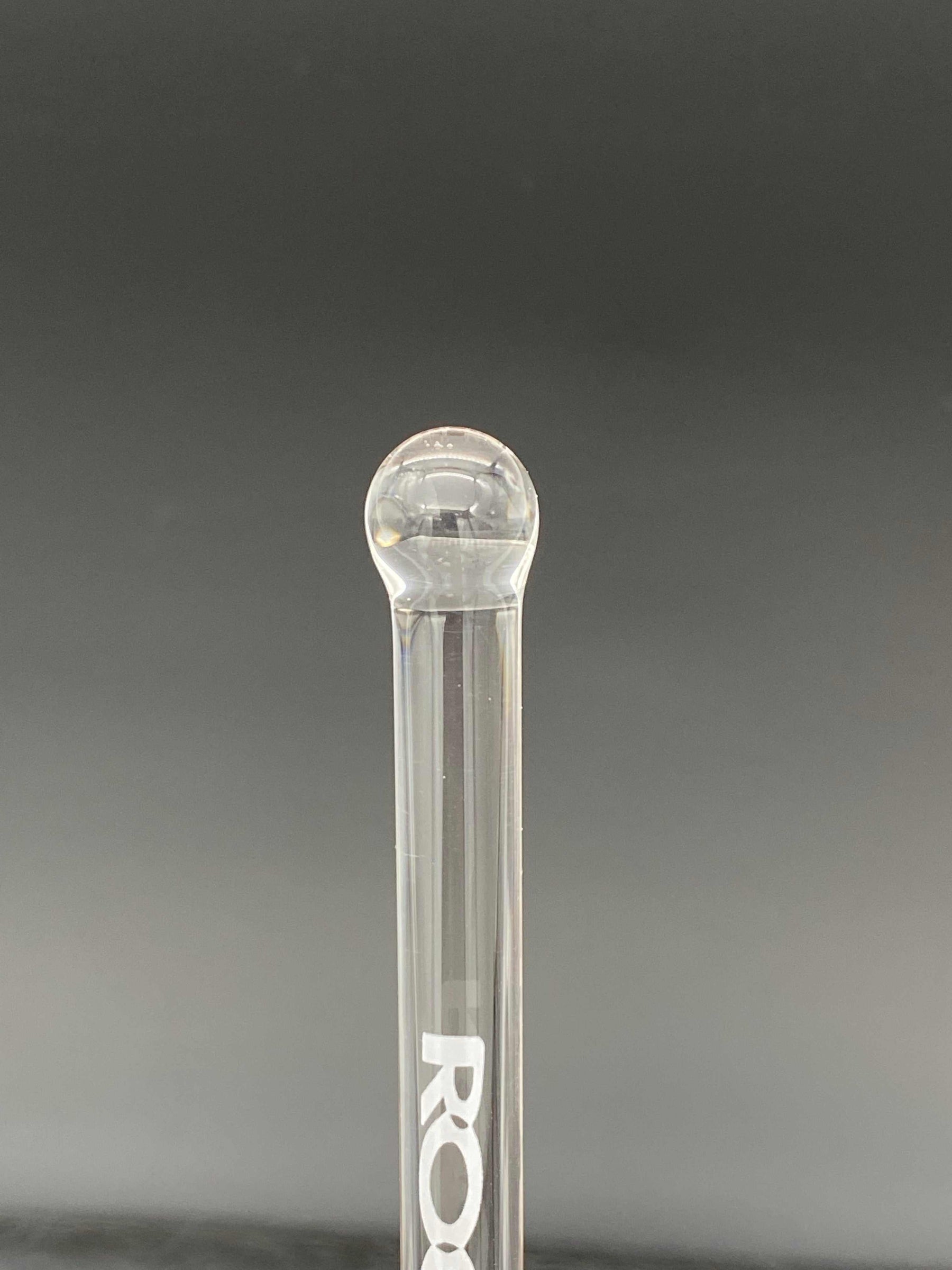 ROOR Glass Wand Poker made of durable laboratory-grade glass with ROOR logo decal