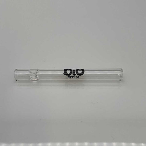 Bio Stix Chillum glass one-hitter with Biohazard Glass decal.