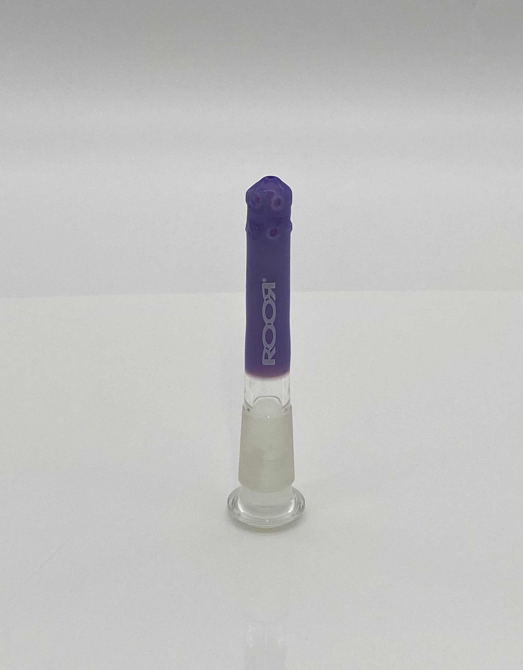 Purple ROOR® 13-hole diffused low-profile downstem, 3-inch glass tube.