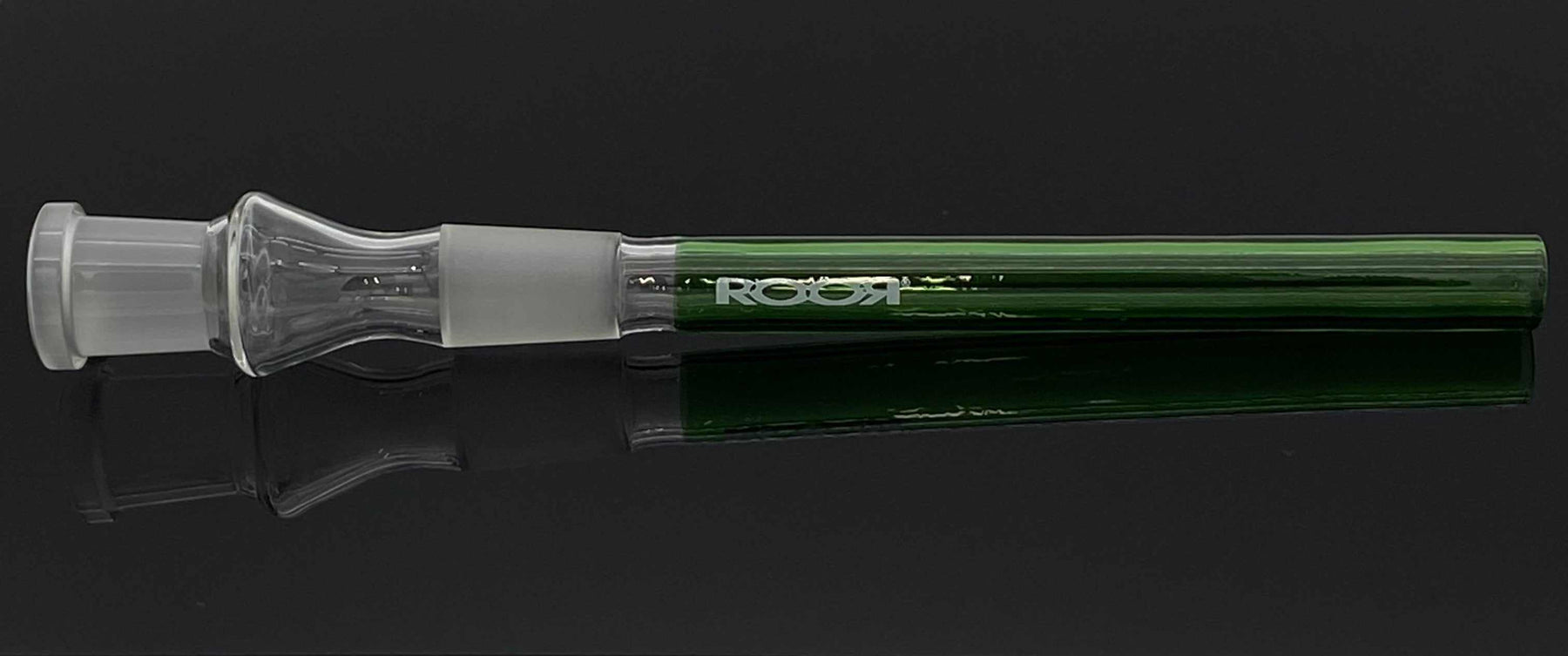 ROOR Classic Style Open-Ended Green Downstem 5½ inch with white ROOR logo on black background
