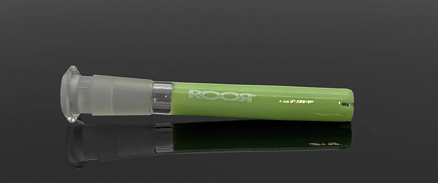 ROOR® reducing gridded low-profile downstem in green, 3½ inches, for 18mm to 14mm joint.