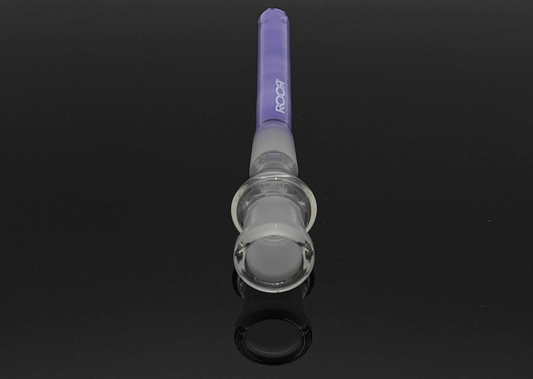 ROOR 13-hole diffused classic style purple glass downstem 4¾ inches on reflective black surface