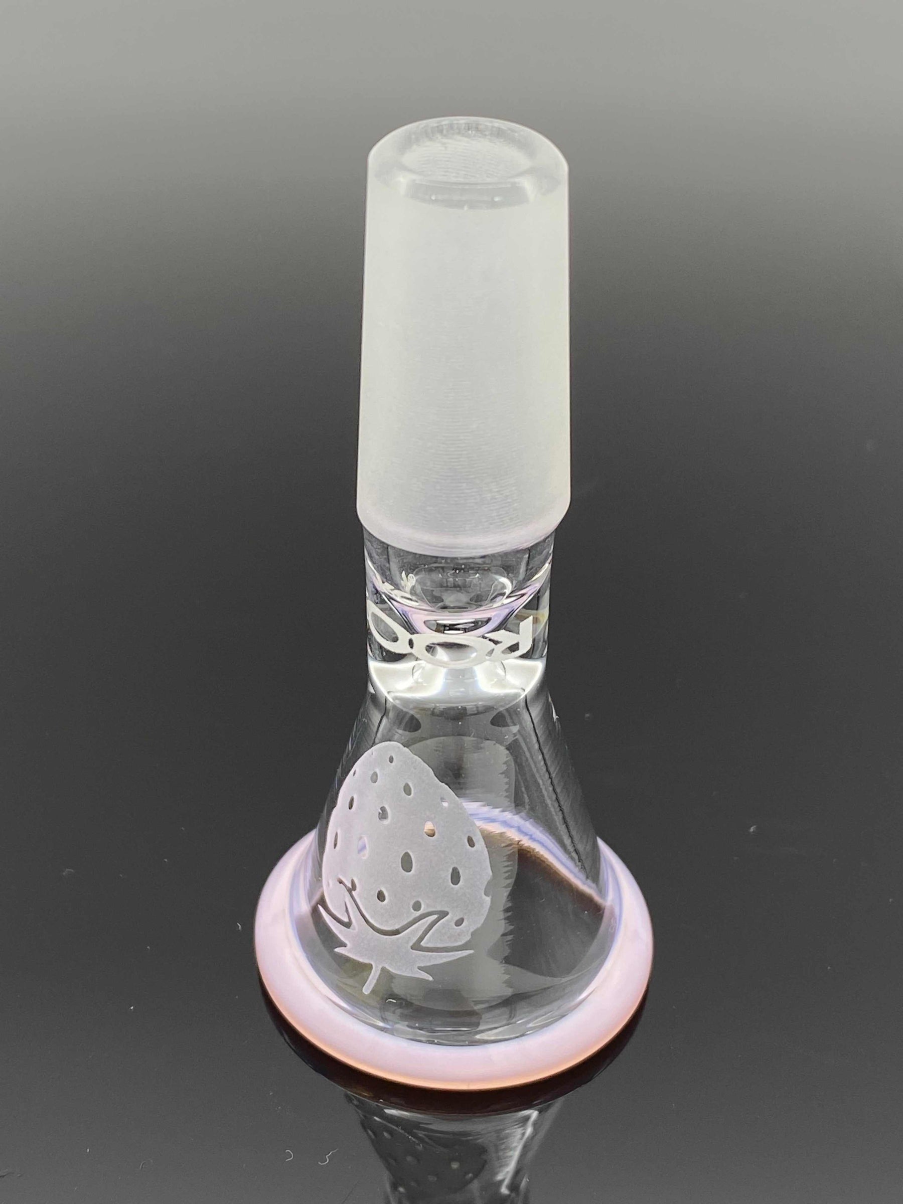 5mm sandblasted strawberry design bowl with pink color rim, 14.5mm joint.