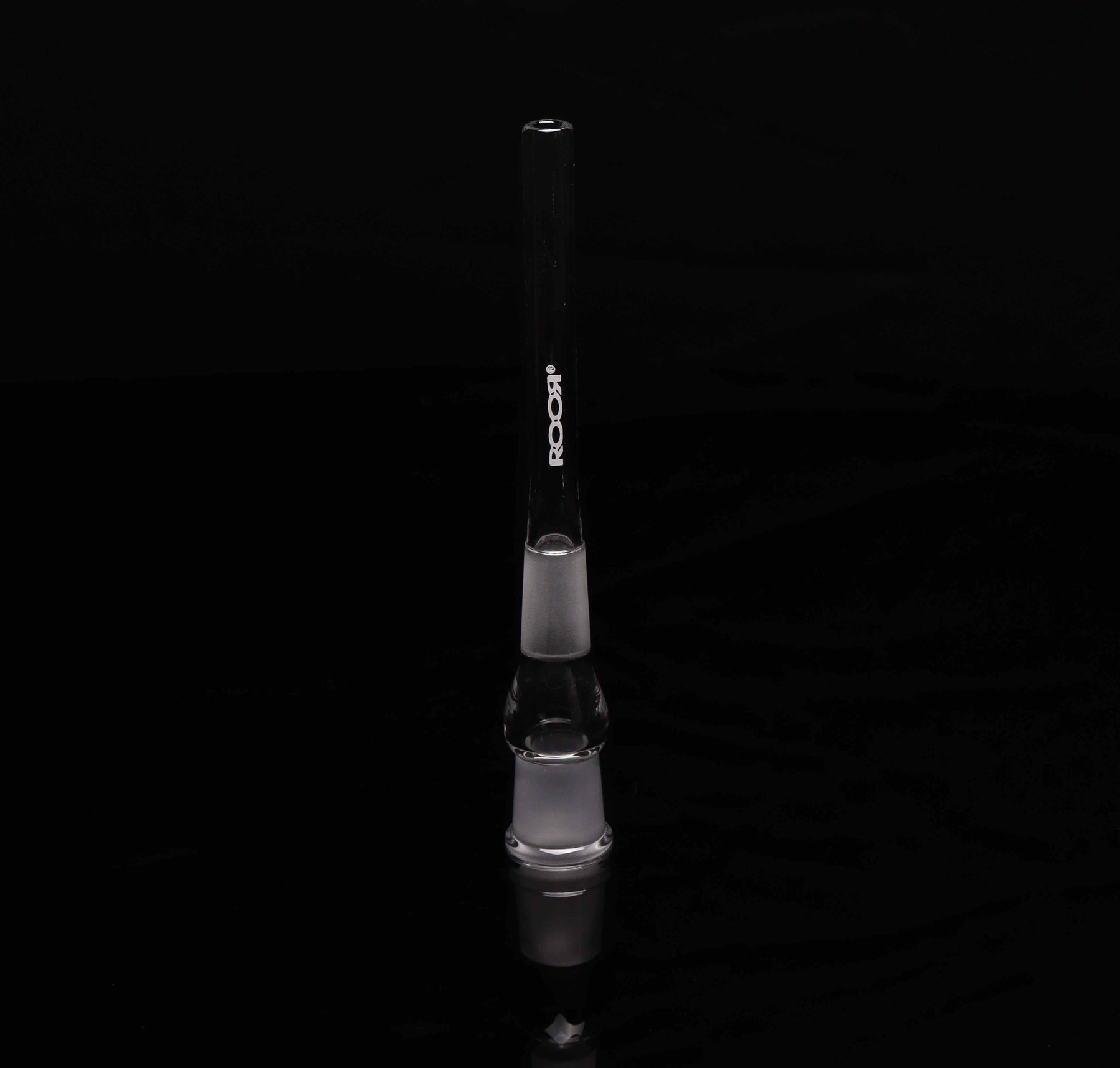 ROOR® Open-Ended 14.5mm glass joint accessory on clear glass
