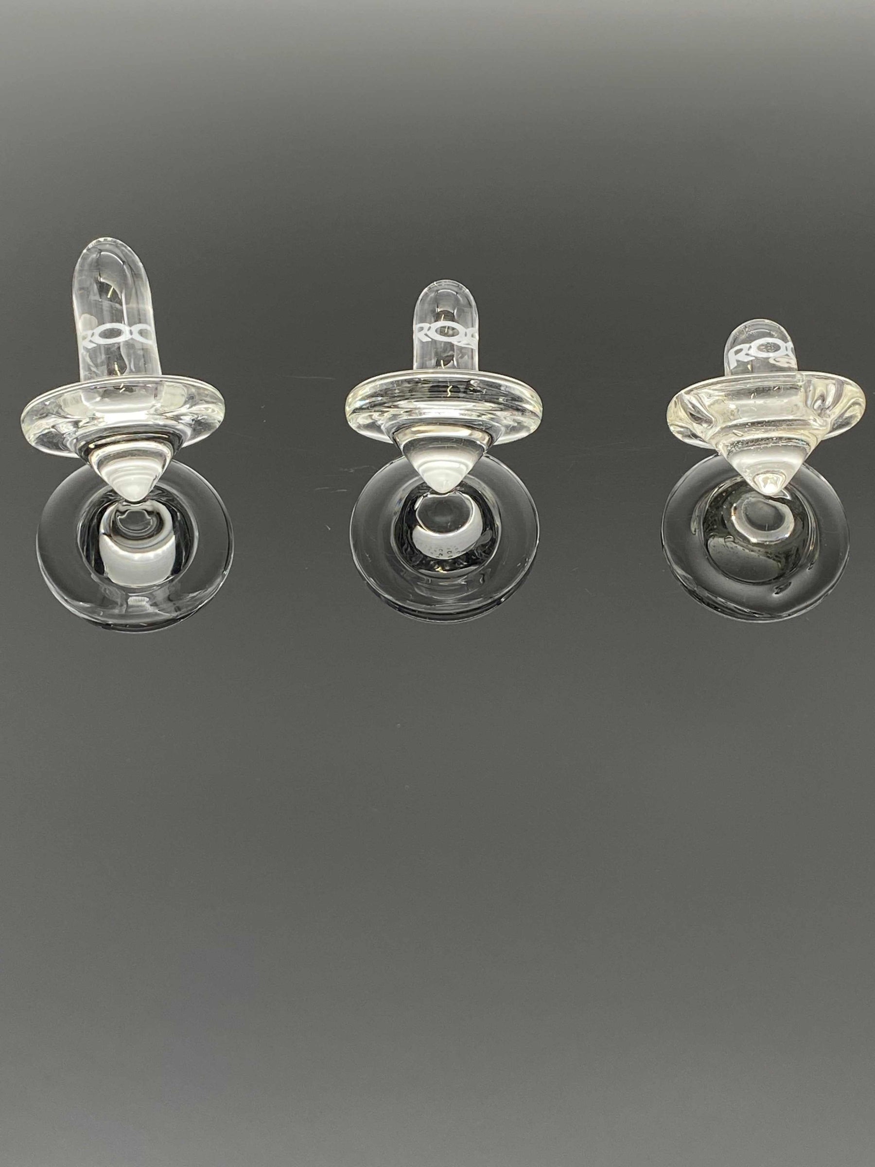 ROOR® Glass Spinning Top Carb Caps for airflow control, set of three.