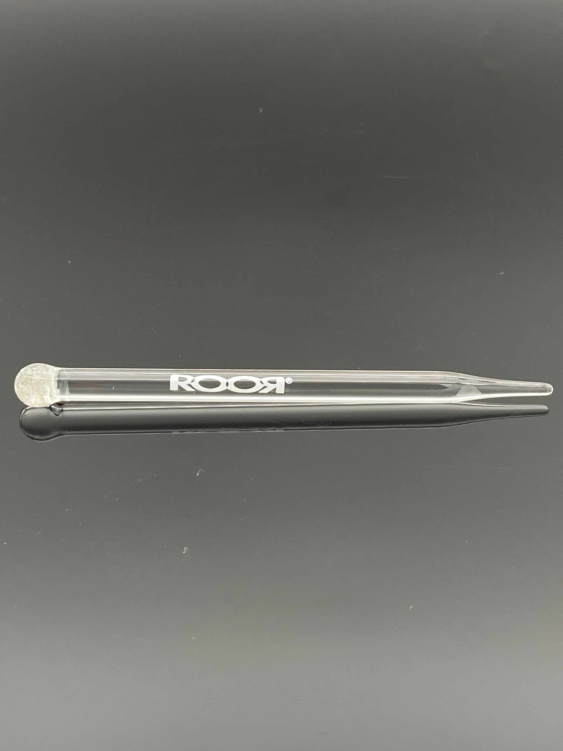 ROOR Glass Wand Poker made of durable laboratory-grade glass with white ROOR logo decal