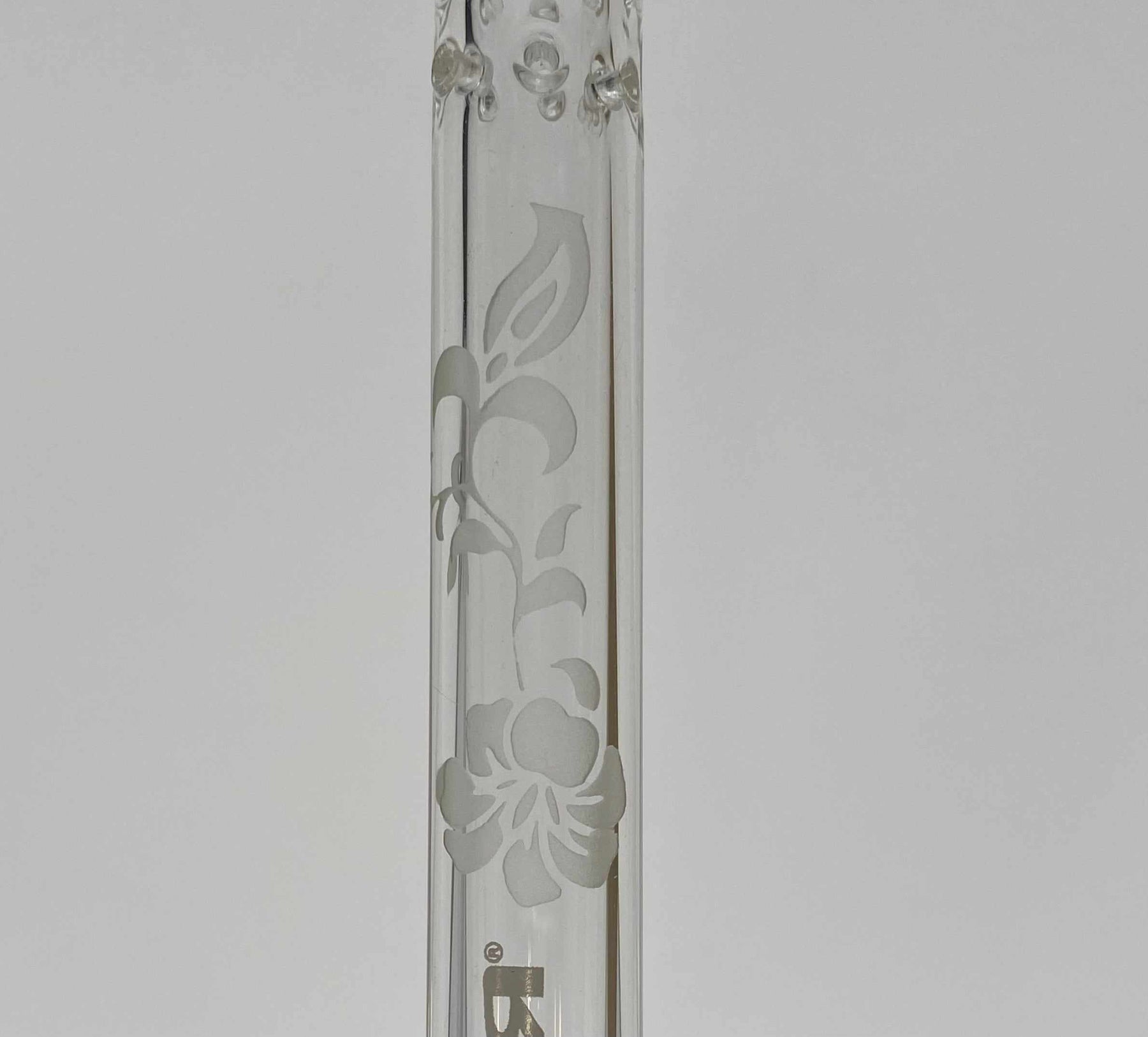 ROOR Sandblasted Floral Design Reducing Low-Profile Glass Downstem 4 ¾ inches