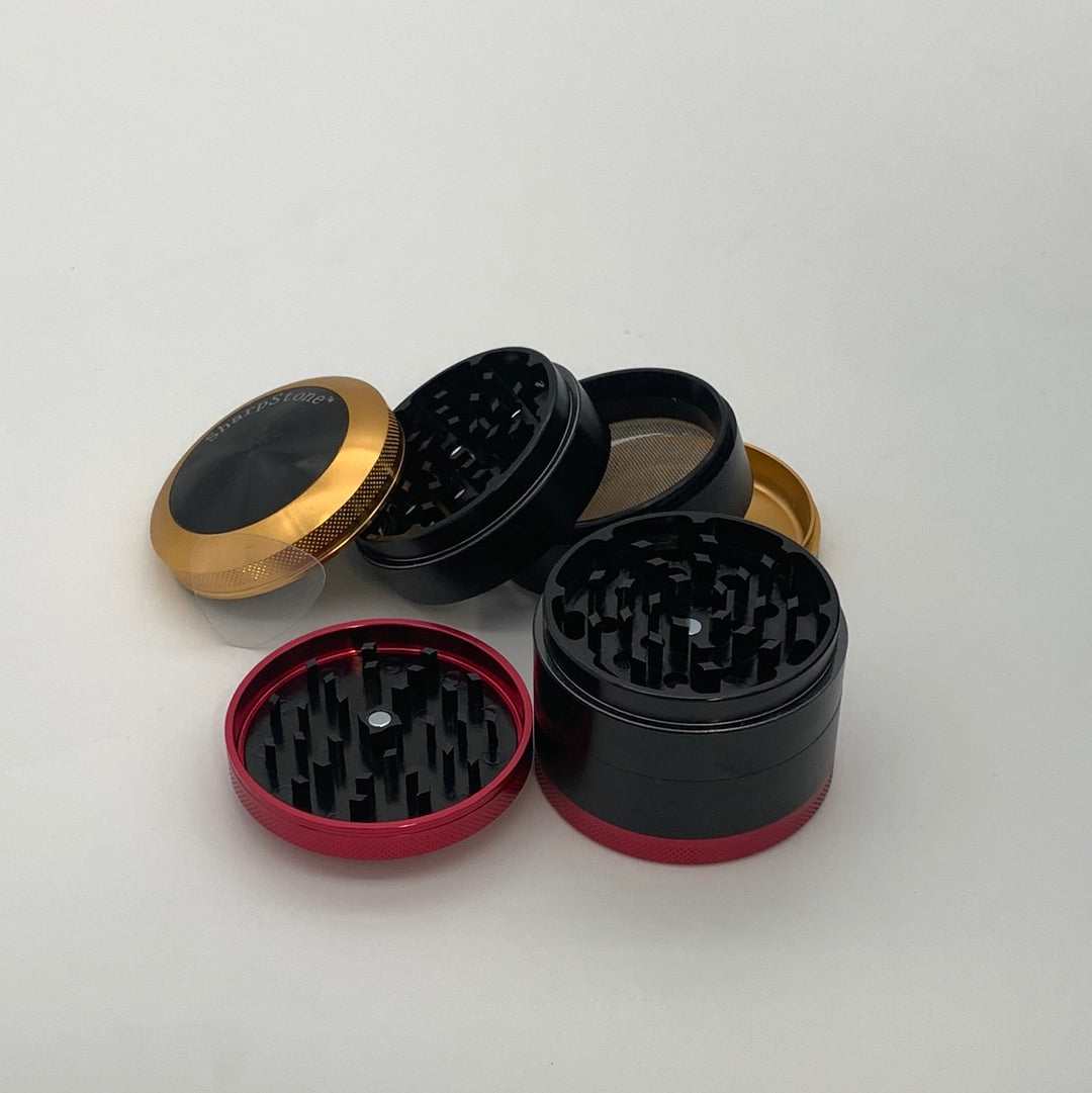 SHARPSTONE® HARD TOP 4 Piece Grinder, 2.5", aircraft-grade aluminum, diamond cutting blades, efficient grinding.