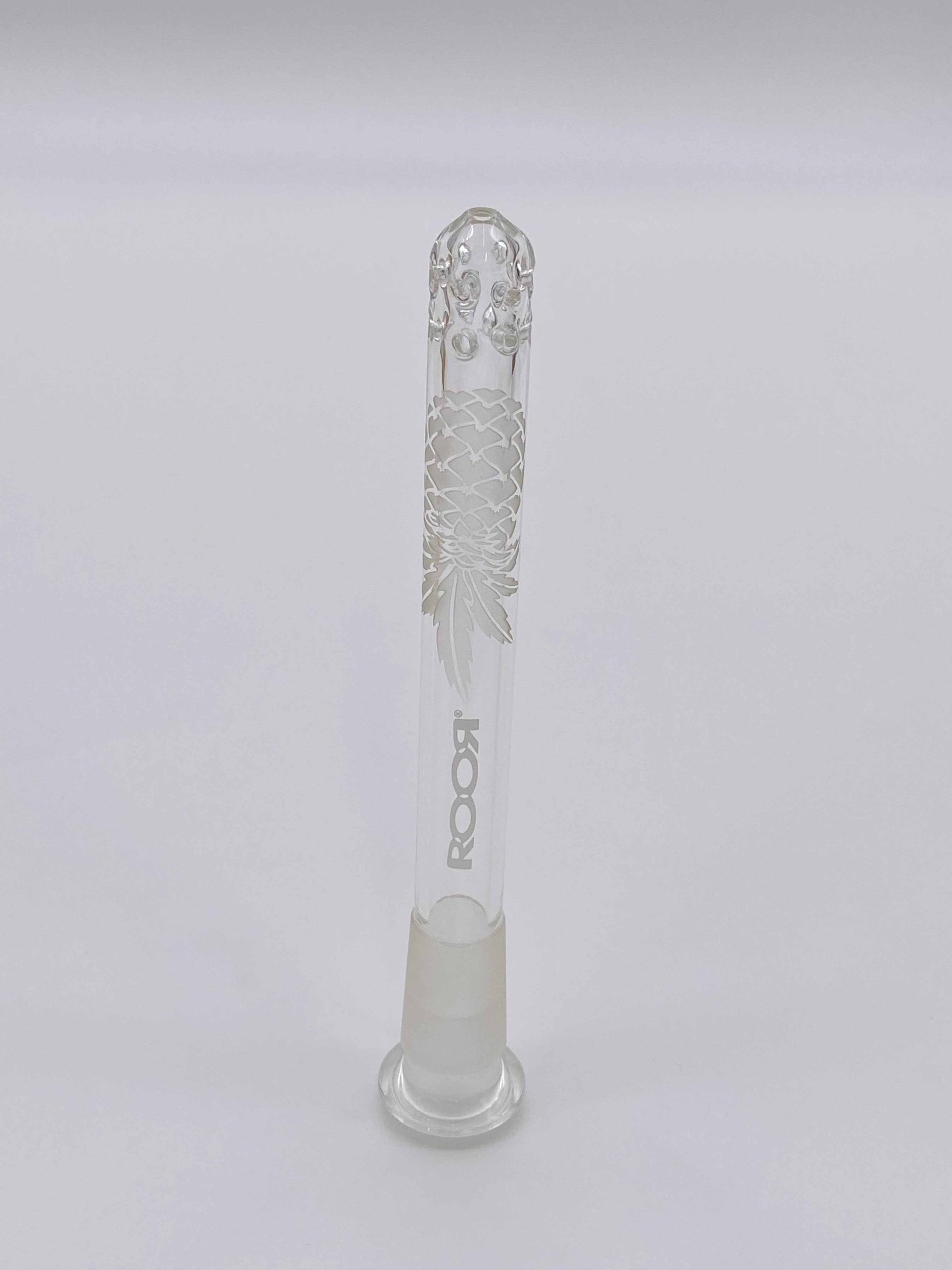 ROOR® STRAINS Pineapple Design Sandblasted Diffused Low-Profile Downstem 4 ¾” with 13-hole diffusion.