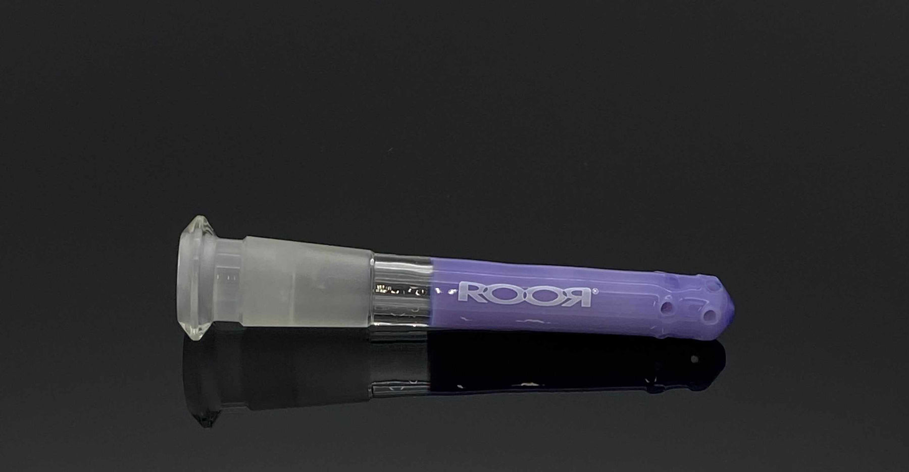 ROOR® 13-hole diffused low-profile downstem in purple glass, 3 inches.