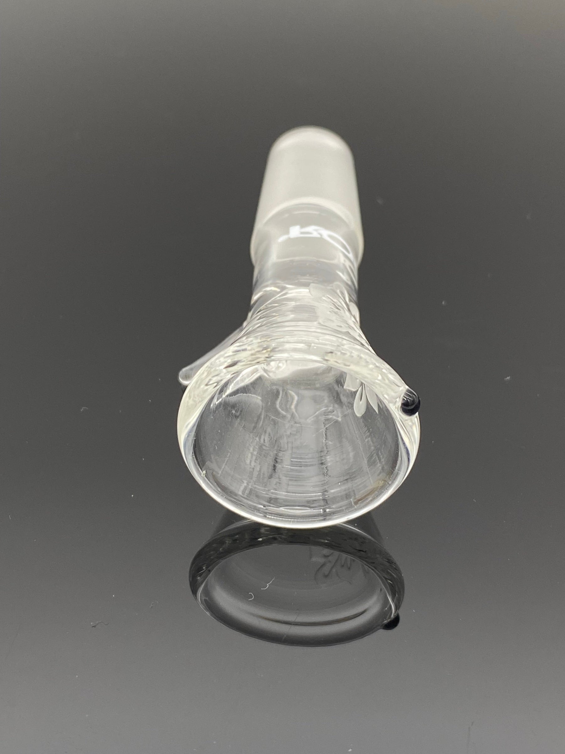 ROOR® Custom Sandblasted Big Daisy Bowl 14.5mm with intricate design on black background.