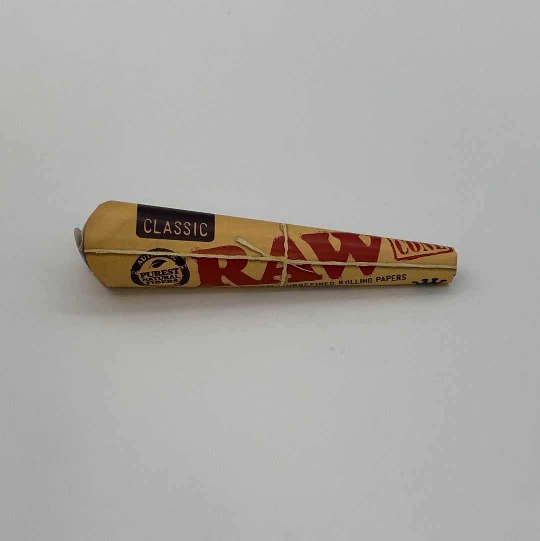 Raw Classic King Size Cones 3 Pack, naturally unbleached pre-rolled cones for easy filling.