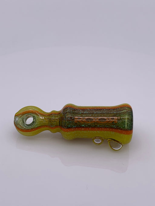 SelflessGlass Collab Bell Style Chillum Dichro with donut mouthpiece and unique dichro design.