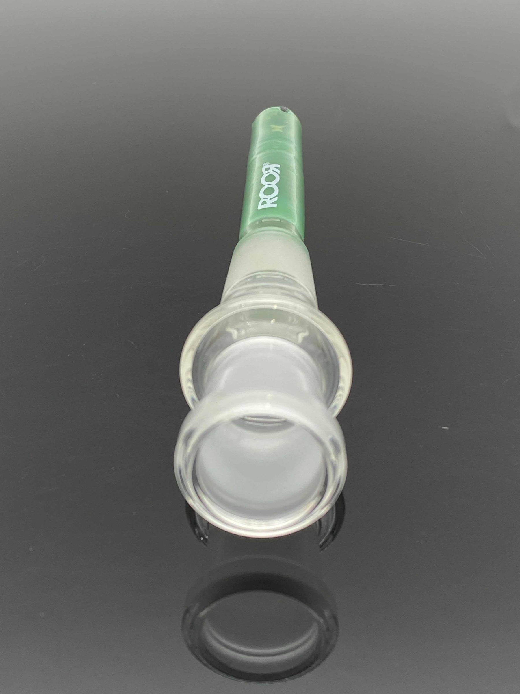 ROOR® Gridded Classic Style Green 3½” Downstem with white logo on black background