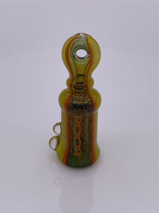 ROOR® x SelflessGlass Collab Bell Style Chillum Dichro with donut mouthpiece and unique dichroic glass design.