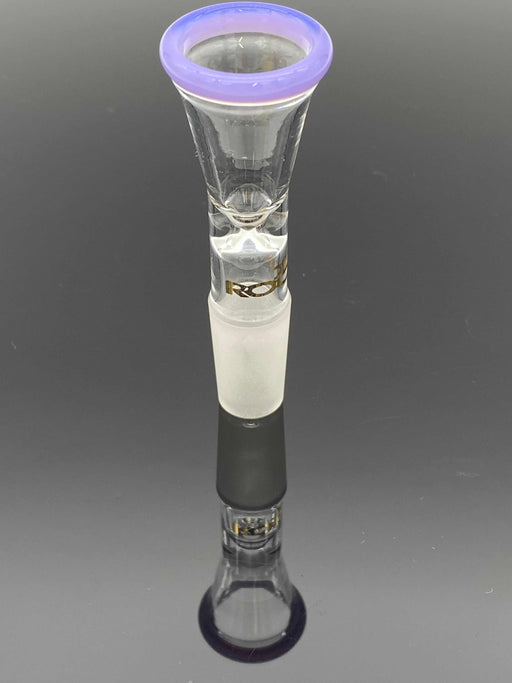 ROOR® 14.5mm custom colored rim purple glass funnel bowl with gold decal and male joint