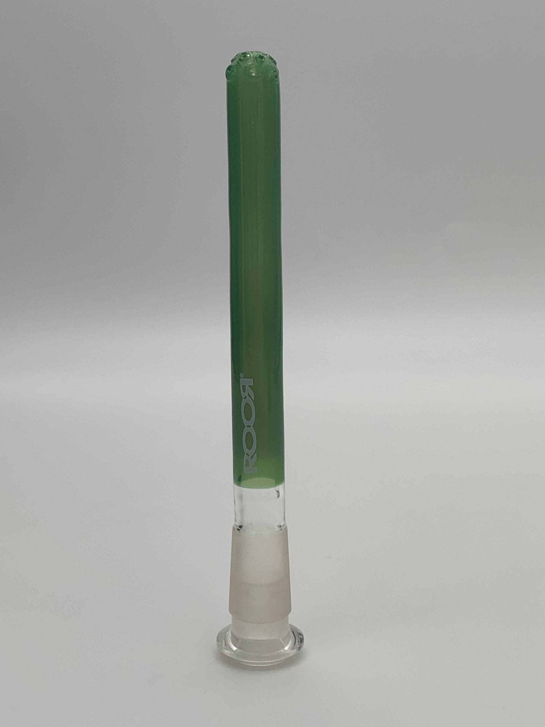 ROOR® 13-hole diffused low-profile green glass downstem 5¼” with clear joint reducer