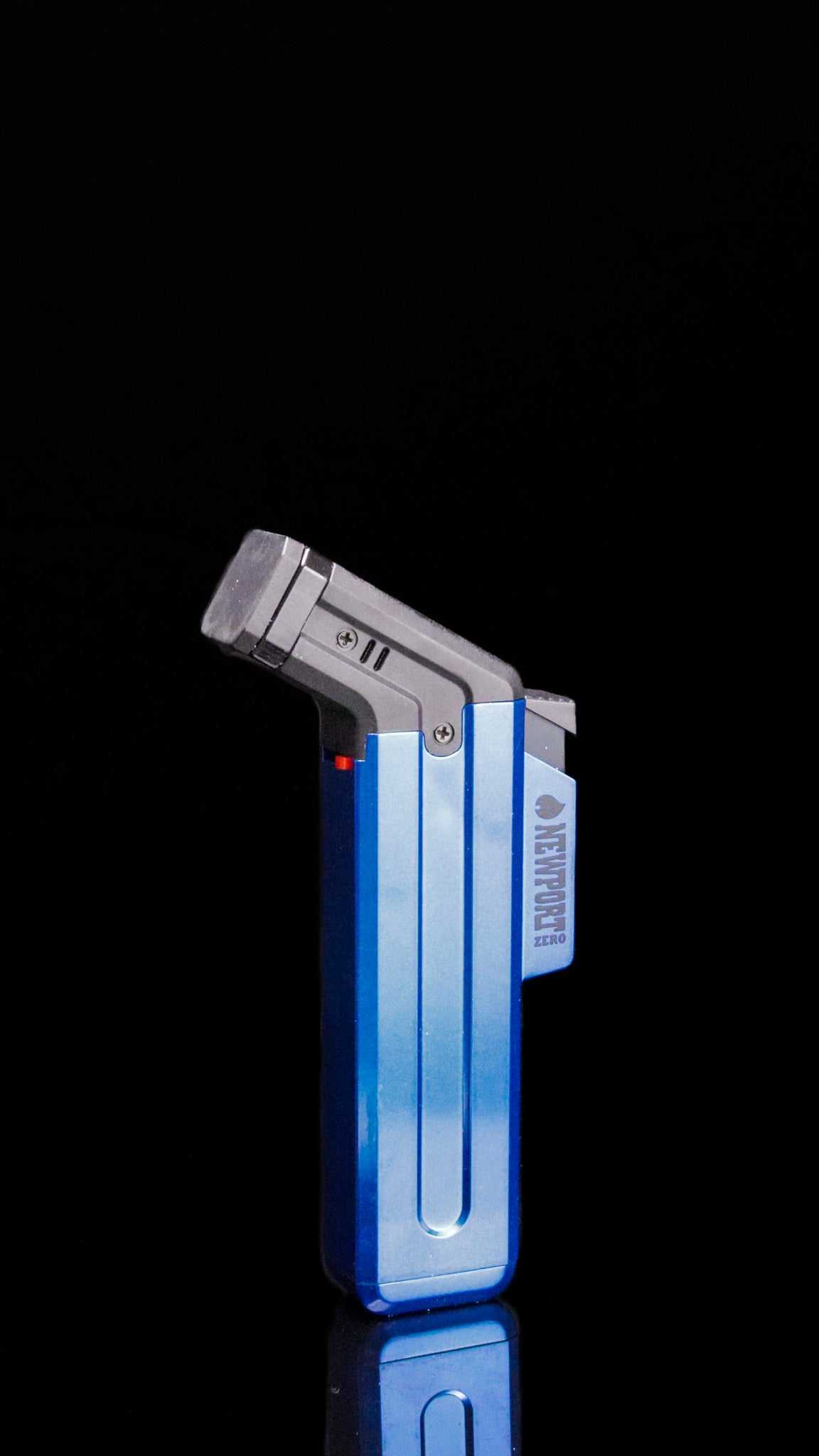 Metallic lighter, Newport Zero design, blue finish.
